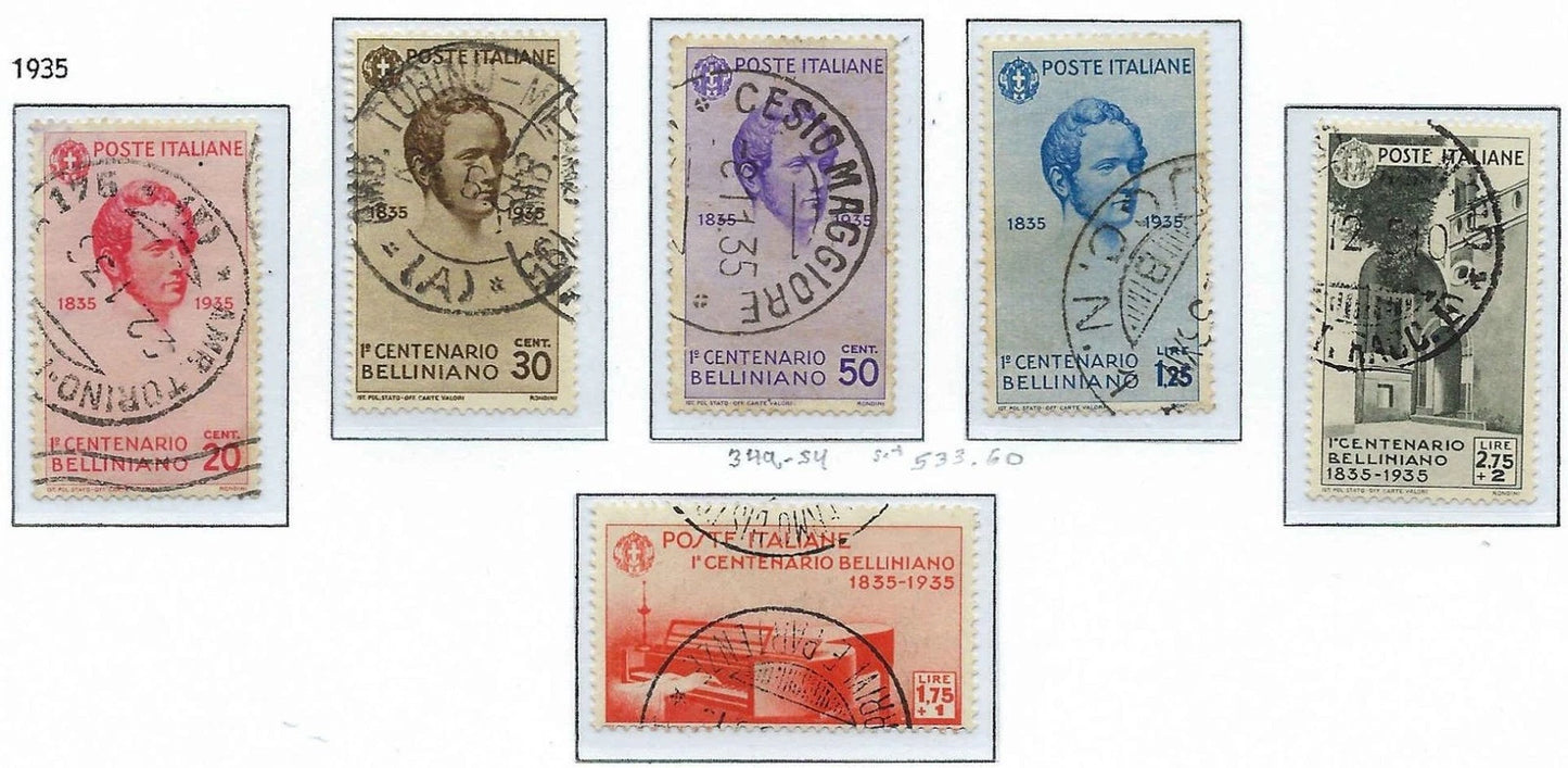 1935 Italy -Sc 349-354 Canceled Full Set - All Very Good Quality -Cat= $705!