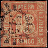 c1862 Bavaria, Germany 18kr Red - Sc# 14 - Used