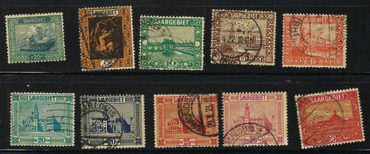 1922-3 Saar Sc# 99-108, 70 Short Set as Shown -Canceled except for 70 is MNH