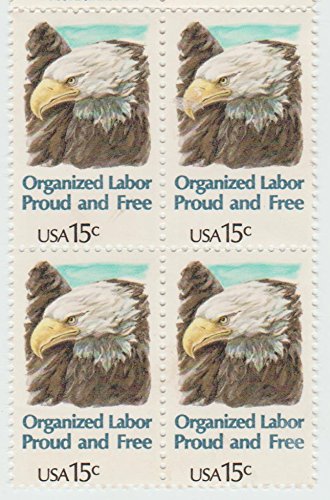 1980 Organized Labor Block of 4 15c Postage Stamps - Scott 1831 - MNH,OG cw216b