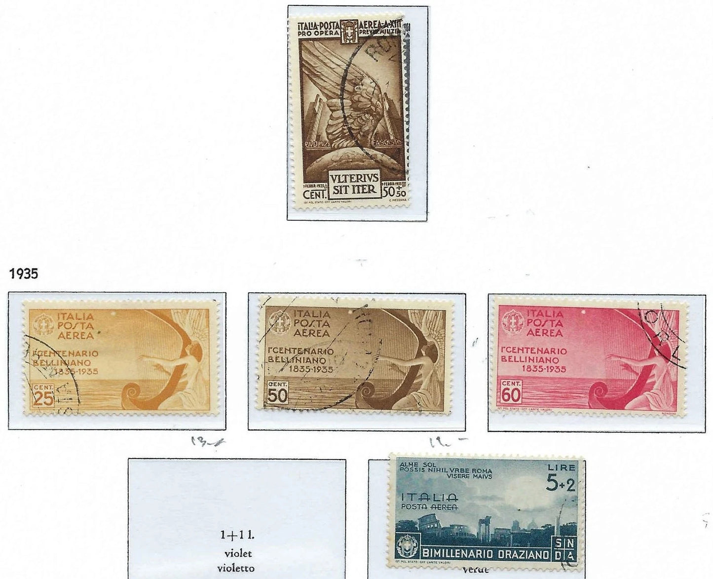 1934 Italy Air Post Set -Scott C79-C81, C83, CB3, All Canceled - Cat $400!