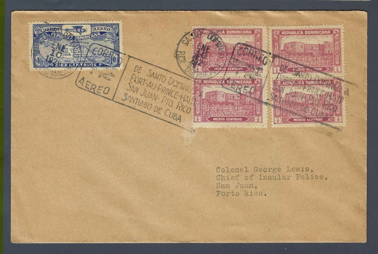 1929 FAM 6 Inaugural First Flight Cover Santo Domingo Unopened Original Contents