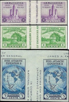 c1933 - #730, 731 & 735 Imperf Gutter Pairs - MH