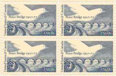 1977 Peace Bridge Block of 4 13c Postage Stamps, Scott1721, MNH, OG