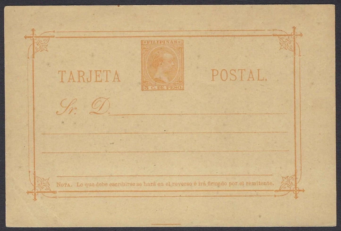 1890s Philippines Spanish 5c de Peso Postal Card Unused