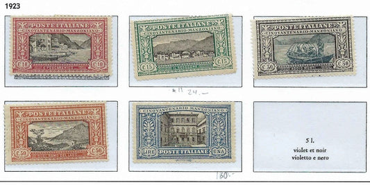 1923 Italy - Sc# 165-169 - All MH, OG (Heavily Hinged) - Short Set! - Cat= $233!