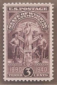 1940 Wyoming Statehood Single 3c Postage Stamp, Scott 897, MNH, OG