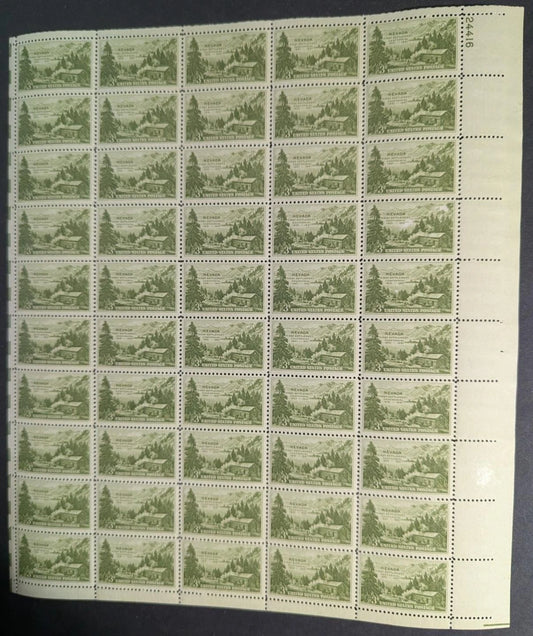 1951 USA Nevada 3c Sheet -Scott 999 -MNH, Undisturbed OG - No Sig Flaws