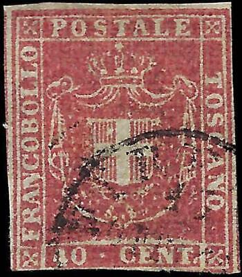 VEGAS - 1860 Tuscany Italy 40c Stamp -Scott 21 - Cat= $350 - FV564