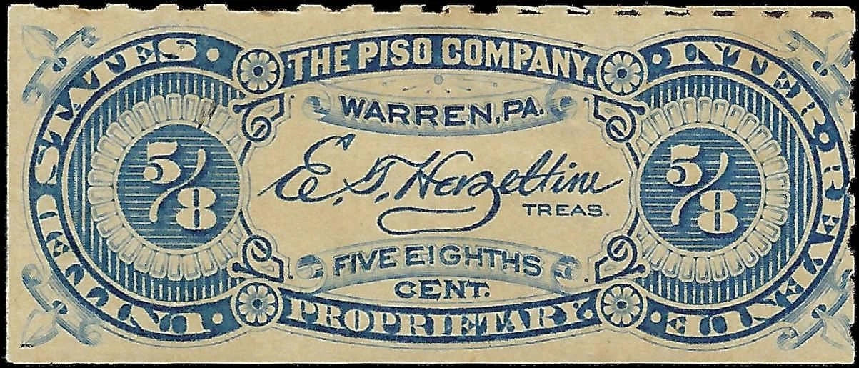 USA Private Die Stamp Scott RS303 - Piso Company - Nice Condition!