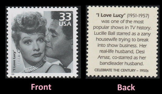 1999 Celebrate the 1950s I Love Lucy Single 33c Postage Stamp, Scott3187l, MNH, OG
