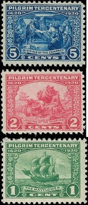 c1920 - USA Pilgrim Tercentenary - Scott 548-550 - All MH, OG - Beautiful Set!
