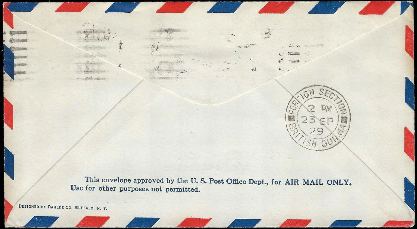 1929 San Juan-Paramaribo 1st Flight Cover with Scott C5 & C6 -Exc Condition!
