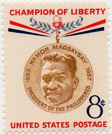 1957 Ramon Magsaysay Single 8c Postage Stamp, Scott 1096, MNH, OG