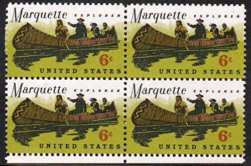 1968 Father Marquette Explorer Block of 4 6c Postage Stamps, Scott1356, MNH, OG
