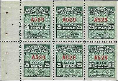 VEGAS - 1916-32 Telegraph Stamp Block/Pane of 6 - Scott 16T52 - Some Gum Dist