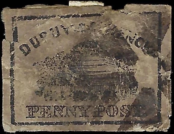 c1846 - Scott # 60L1 Dupuy & Schenok Local - Probable Old Counterfeit - Damaged