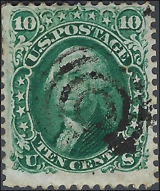 1861 USA - Scott 68 - 10c - Bulls Eye Cancel - 4 Margins