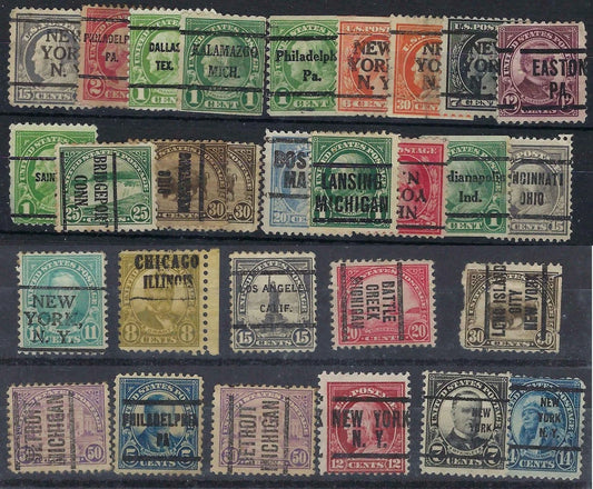 USA Early Pre-Cancell Set as Shown - Scott Number Unchecked - Some Flaws