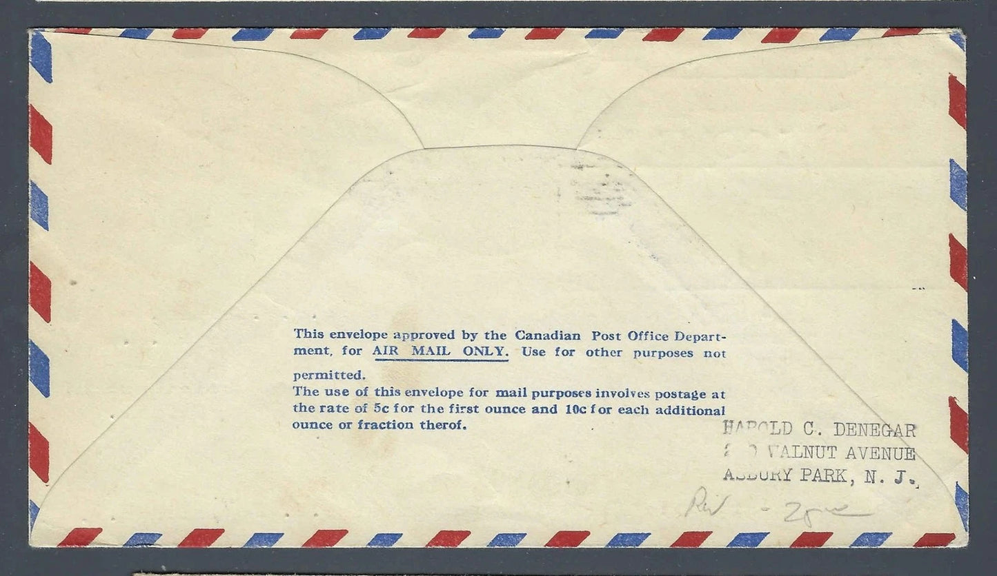 1936 Hindenburg First Flight Lakehurst Arrival Cover to Moose Jaw Canada C19