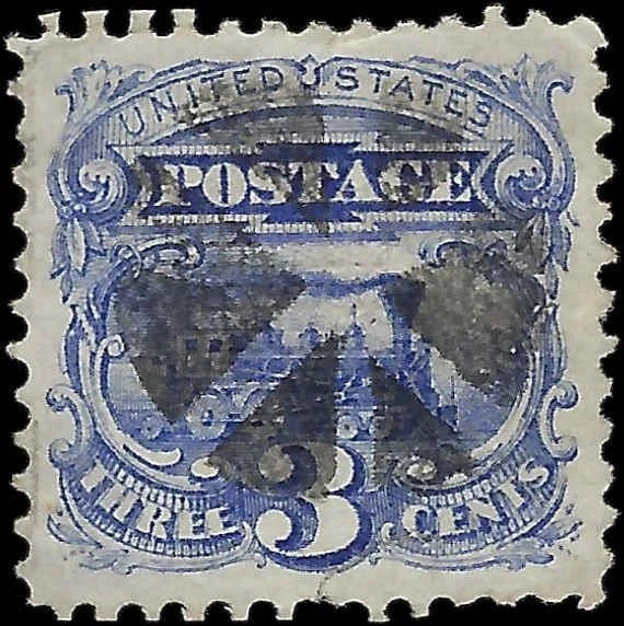 1869 USA - Scott 114 3c - Xtra-Fine (XF) - Small Tear at Bottom