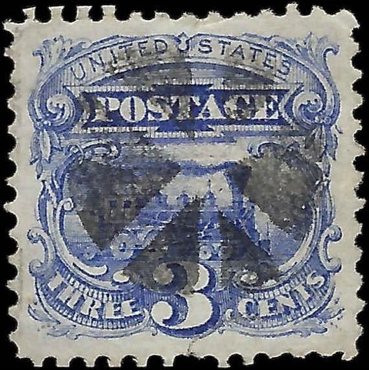 1869 USA - Scott 114 3c - Xtra-Fine (XF) - Small Tear at Bottom