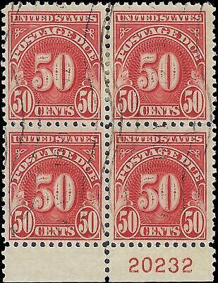 VEGAS - 1930 Postage Due 50c - Scott J76 - Used Plate Number Block - P11 -FN1070
