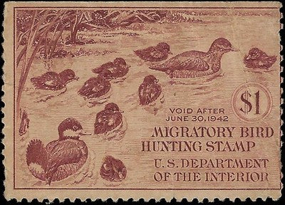 c1941 - Sc# RW8 Hunting Permit Duck Stamp - MNH, OG - Creases