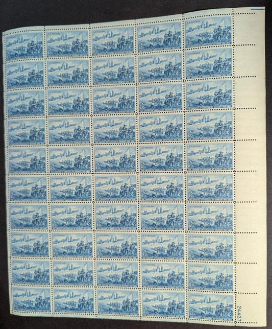 1951 USA Detroit 3c Sheet -Scott 1000 -MNH, Undisturbed OG - No Sig Flaws