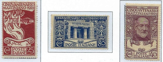 1922 Italy Stamp Set - Scott 140-142 - MH, OG - Solid