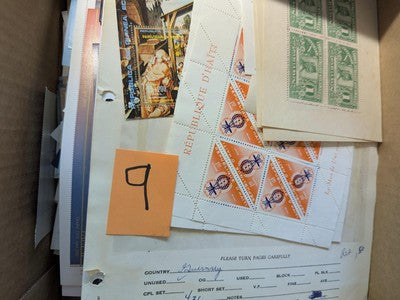 Box of Misc International Stamps, Souvenir Sheets & More - 86 Photos