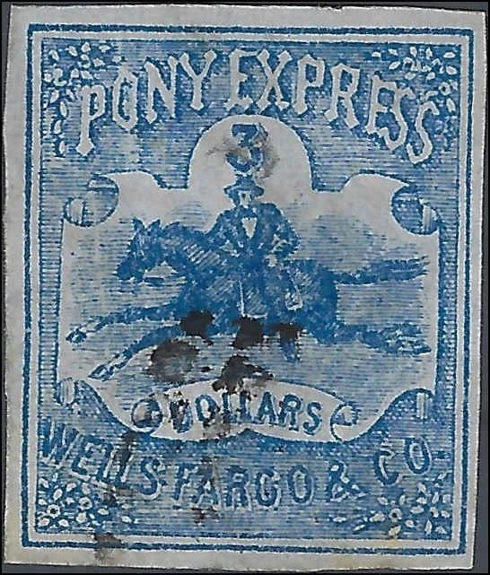 Wells Fargo Pony Express $3 Period Local Stamp Forgery