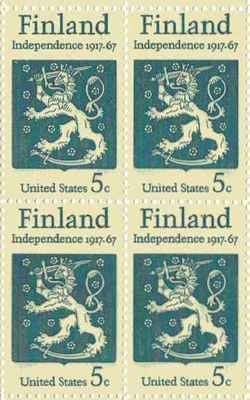 1967 Finland Independence Block of 4 5c Postage Stamps, Scott1334, MNH, OG
