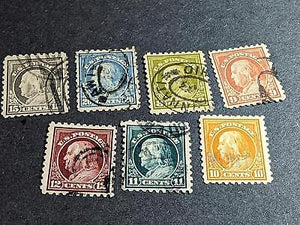 VEGAS - 1916-17 Franklin Heads Short Set - Scott 470-476 - Used - Nice Looking!