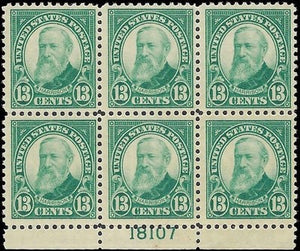 c1926 - Sc# 622 Harrison Plate Block of 6 - MNH, Undisturbed OG - Cat= $300!