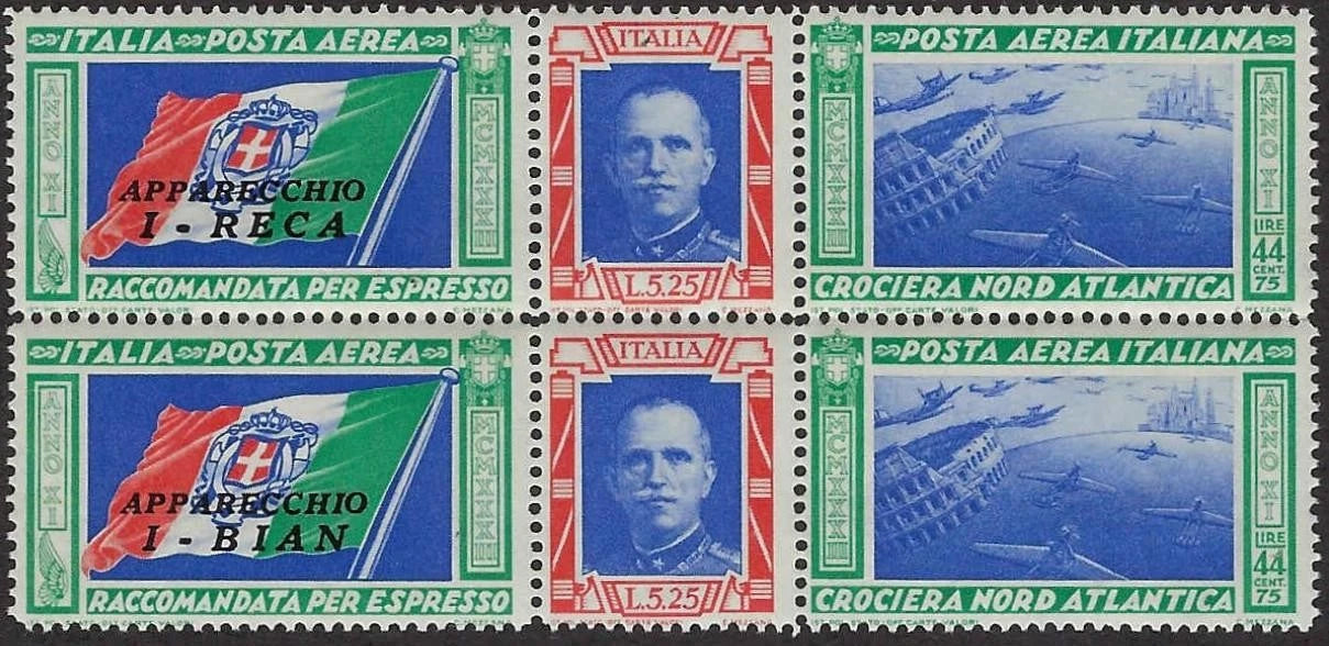 1933 Italy Air Post Double Strip! -Scott C49 - MNH Undisturbed OG -Cat= $650!