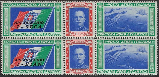 1933 Italy Air Post Double Strip! -Scott C49 - MNH Undisturbed OG -Cat= $650!