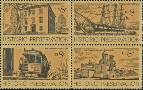 1971 Historic Preservation Block of 4 Postage Stamps, Scott1440-1443, MNH, OG