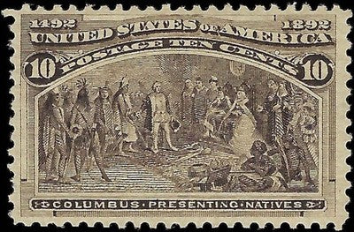 c1893 - Scott 237 10c Columbian Stamp MLH, OG - Fresh!