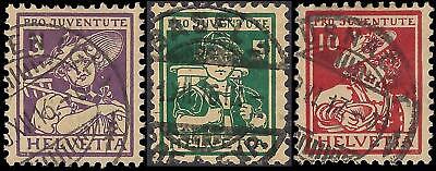 VEGAS - 1916 Switzerland -Semi-Postals - Scott B4, B5, B6 - Used - Nice! Cat= $126