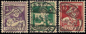 VEGAS - 1916 Switzerland -Semi-Postals - Scott B4, B5, B6 - Used - Nice! Cat= $126