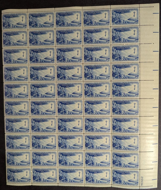 1956 USA 3c Children Sheet -Scott 1085 -MNH, Undisturbed OG - # In Margin