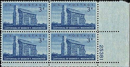 1956 Booker T Washington Centennial Plate Block of 4 3c Stamps-Scott1074 MNH,OG