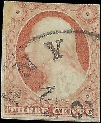 c1851 3c USA Imperf Washington - Scott 10A - Type 2 - Used - Solid & Clean!