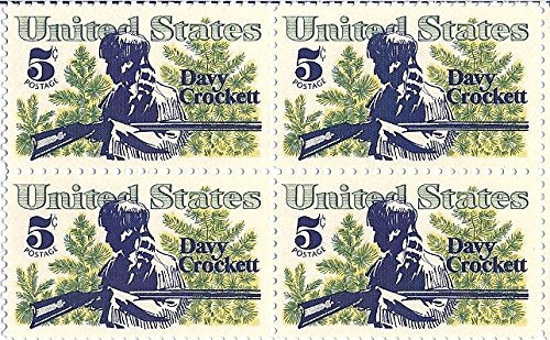 1967 Davy Crockett Block of 4 5c Postage Stamps, Scott 1330, MNH, OG