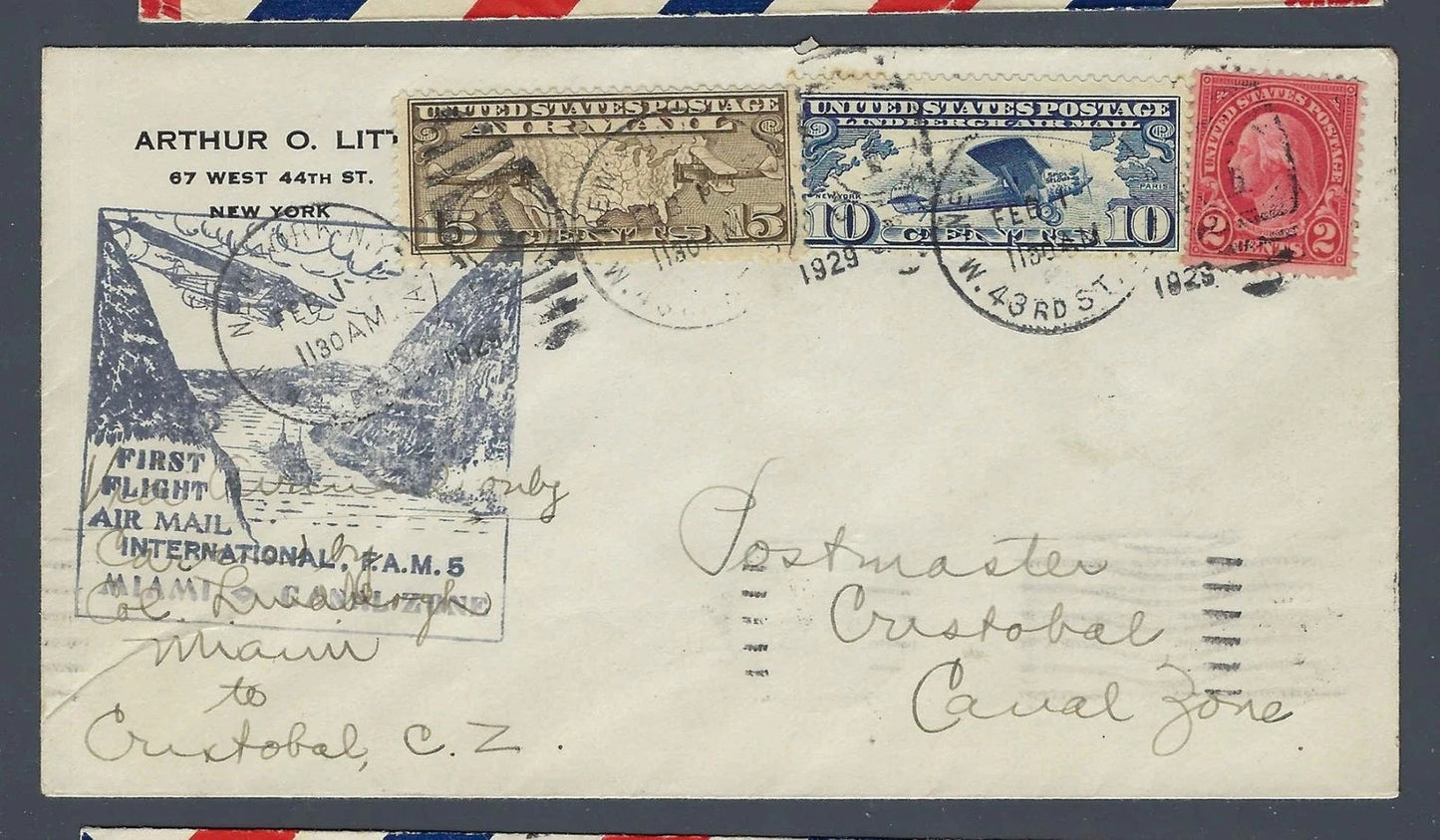 1929 FAM-5 Lindbergh First Flight New York to Cristobal C8 C10 Franking