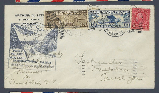 1929 FAM-5 Lindbergh First Flight New York to Cristobal C8 C10 Franking