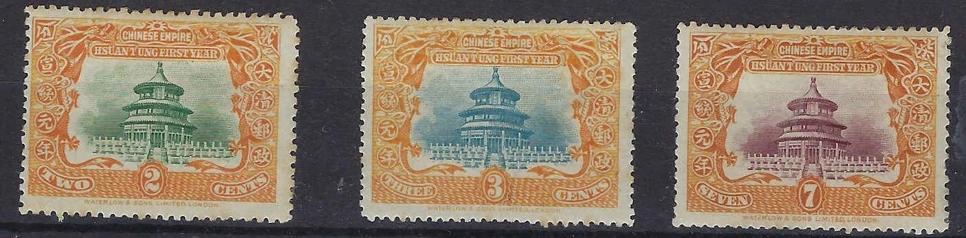 1909 China - Scott 131-133 - MH, OG - #131 Has a Light Thin