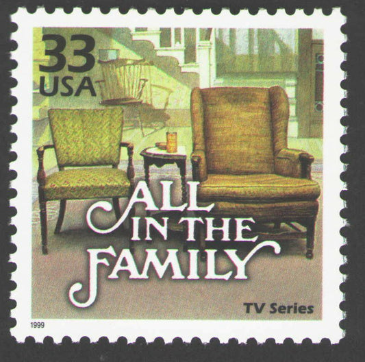 1999 Celebrate the 1970s All in the Family Single 33c Stamp, Scott 3189b, MNH, OG
