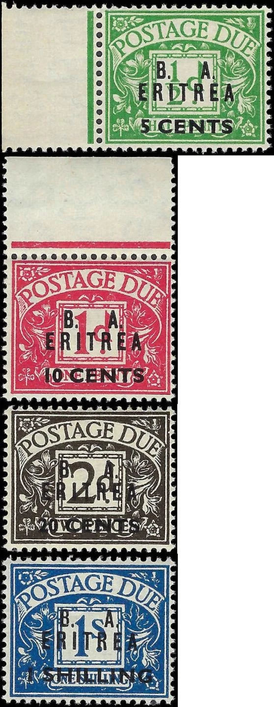 1950 Britain in Eritrea Postage Due Short Set Sc# J6-J8, J10 - MNH, OG - Clean!